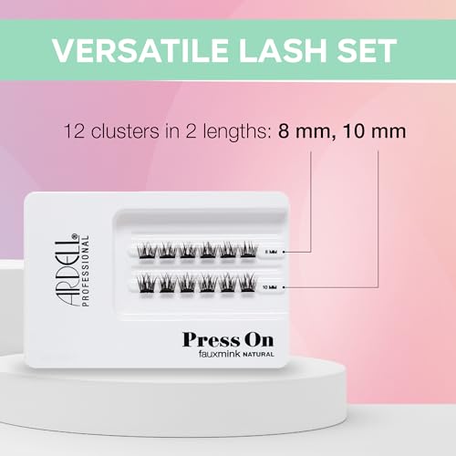 Ardell Press On Lashes Fauxmink Natural – Pre-Glued Underlash Extensions, Press on Lash Clusters, No Glue Needed Cluster Lashes, 12 ct