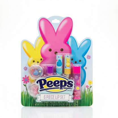 PEEPS Brand, Set of 6 Piece Lip Balm, Glitter Lip Gloss and Solid Lip Gloss