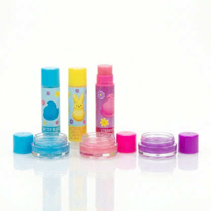 PEEPS Brand, Set of 6 Piece Lip Balm, Glitter Lip Gloss and Solid Lip Gloss