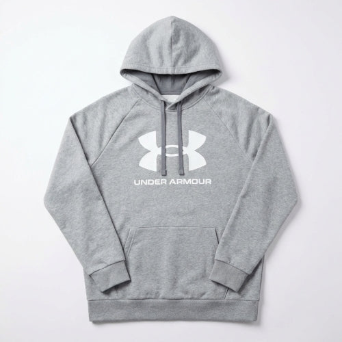Under Armour Rival Fleece Big Logo Hoodie Size L 1379758-025 Gray