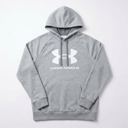 Under Armour Rival Fleece Big Logo Hoodie Size L 1379758-025 Gray