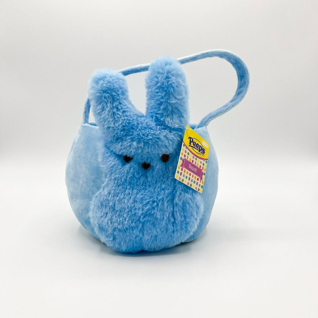 Peeps Light Blue Bunny Plush Easter Egg Hunt Basket