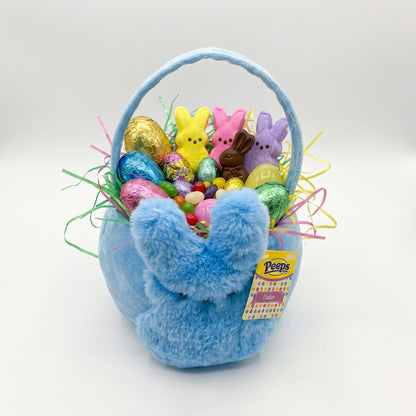 Peeps Light Blue Bunny Plush Easter Egg Hunt Basket