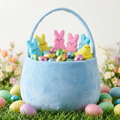 Peeps Light Blue Bunny Plush Easter Egg Hunt Basket