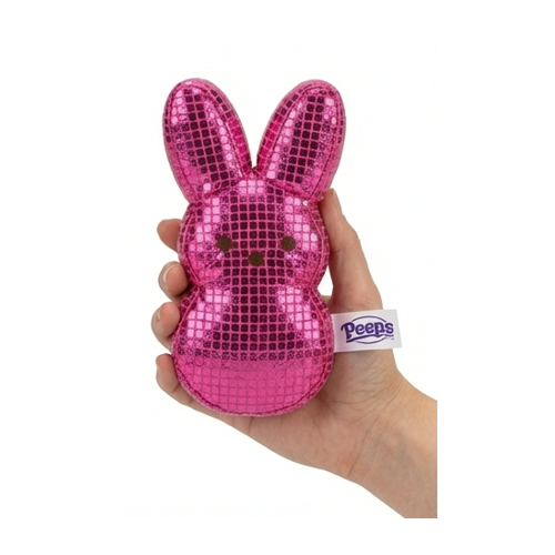 Peeps Pink Disco Bunny Plush Sparkle Easter Basket Stuffer Bag Clip 6" New