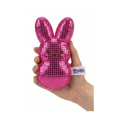 Peeps Pink Disco Bunny Plush Sparkle Easter Basket Stuffer Bag Clip 6" New