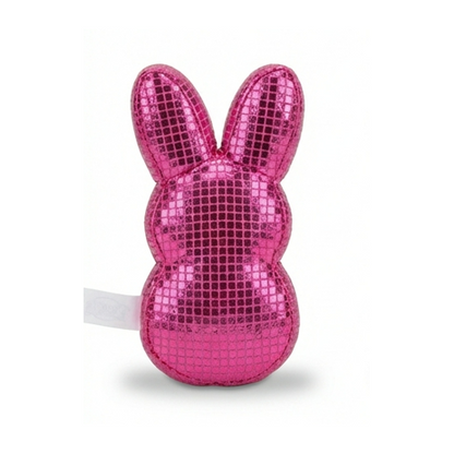 Peeps Pink Disco Bunny Plush Sparkle Easter Basket Stuffer Bag Clip 6" New