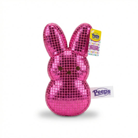 Peeps Pink Disco Bunny Plush Sparkle Easter Basket Stuffer Bag Clip 6" New