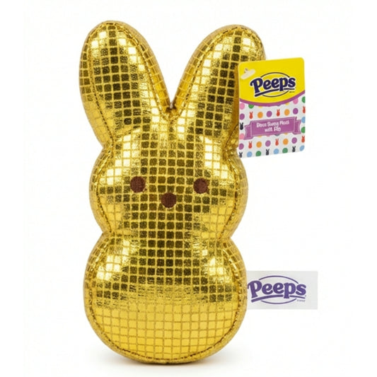 Peeps Disco Bunny Plush Clip On Keychain Gold Yellow Metallic Easter Basket Gift