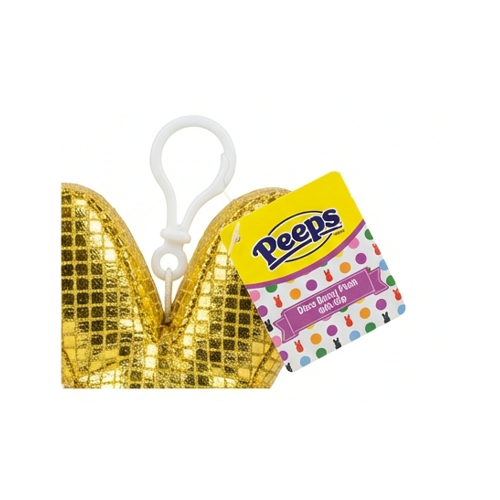 Peeps Disco Bunny Plush Clip On Keychain Gold Yellow Metallic Easter Basket Gift
