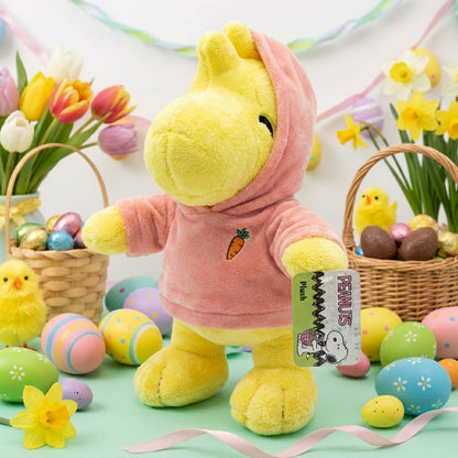 New Peanuts Woodstock 12" Plush Stuffed Animal Pink Carrot Hoodie By Ruz
