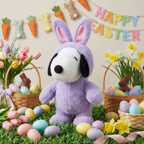 Peanuts Snoopy Plush – Purple Bunny Costume – Easter Spring Decor – 10" Ruz Toy
