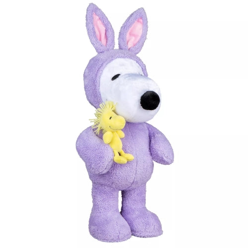 Peanuts Snoopy 26" Jumbo Easter Greeter Plush Purple Bunny Suit Woodstock Decor