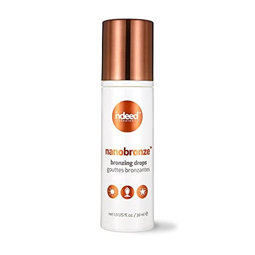 Indeed Labs Nanobronze Bronzing Drops | Face & Body Self Tanner for Pale Skin | Easy Self Tanner with Hyaluronic Acid, Pea, Cacao, & Giant Kelp Extracts | Fragrance-Free, Natural Tan, (1 Fl Oz)