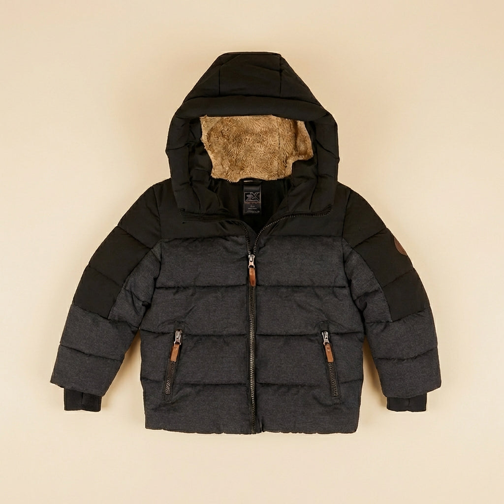 Zeroxposur Boys Warmest Winter Jacket Black & gray w/hood 10/12