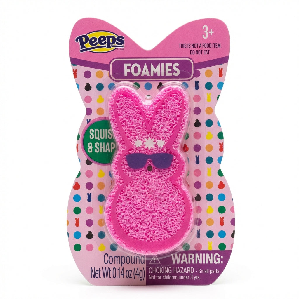 Pack of 3 Peeps Foamies Squish & Shape, Pink, Blue, Yellow Bunny, Years 3+. Colors May Vary