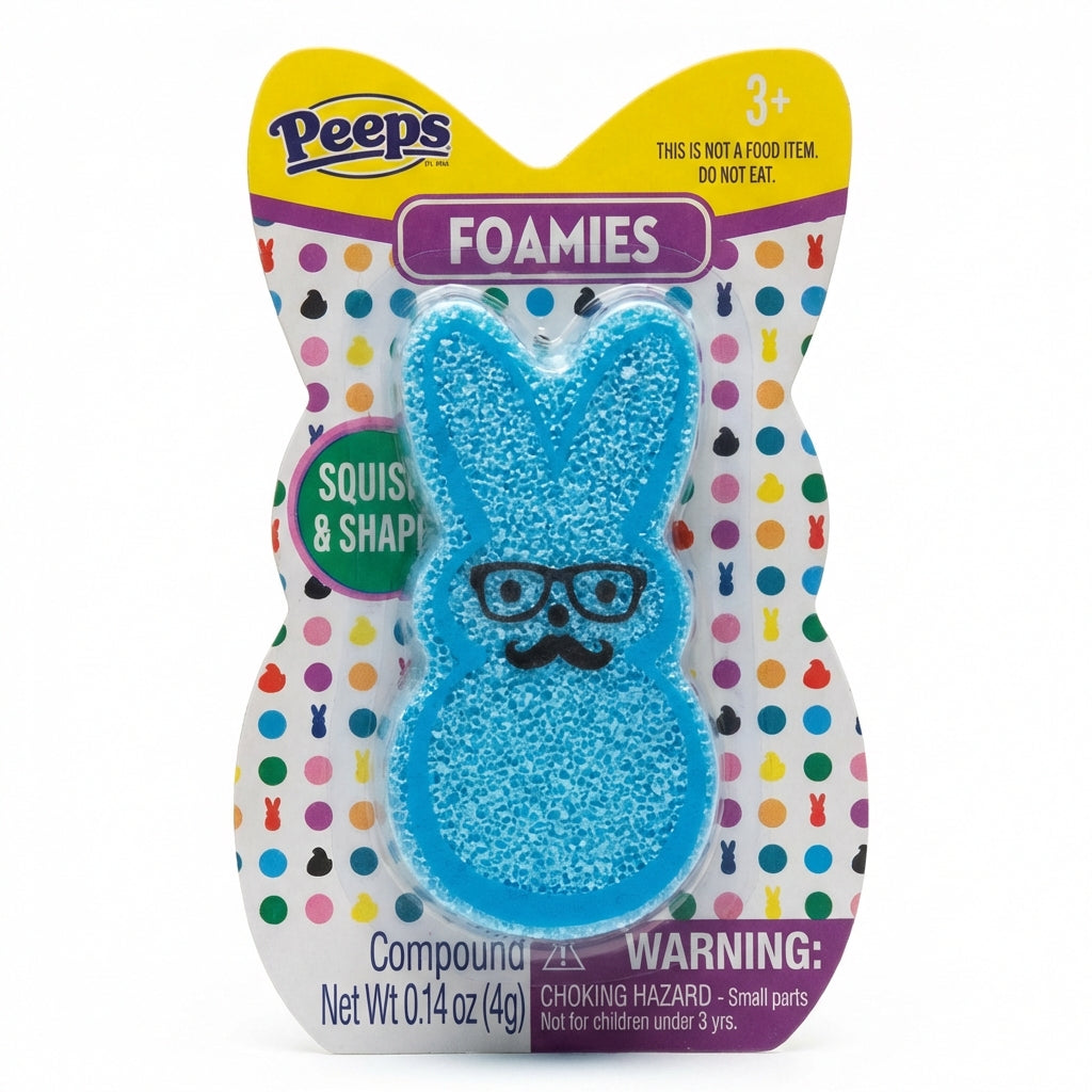 Pack of 3 Peeps Foamies Squish & Shape, Pink, Blue, Yellow Bunny, Years 3+. Colors May Vary