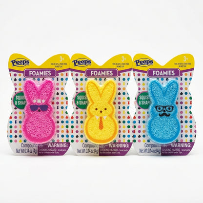 Pack of 3 Peeps Foamies Squish & Shape, Pink, Blue, Yellow Bunny, Years 3+. Colors May Vary