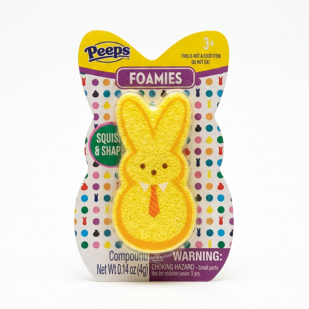 Pack of 3 Peeps Foamies Squish & Shape, Pink, Blue, Yellow Bunny, Years 3+. Colors May Vary