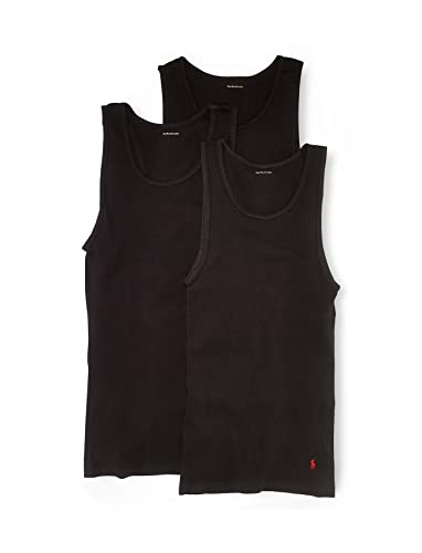 Polo Ralph Lauren Men's Classic Fit Cotton Tanks 3-Pack, Polo Black/Red, Medium
