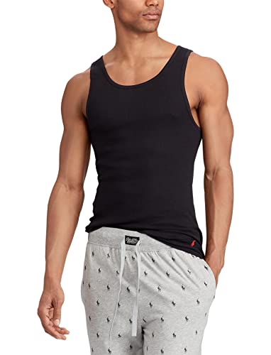Polo Ralph Lauren Men's Classic Fit Cotton Tanks 3-Pack, Polo Black/Red, Medium