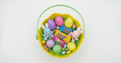 Cottondale Yellow Cracked Egg Easter Basket Plastic 8.6 Inch