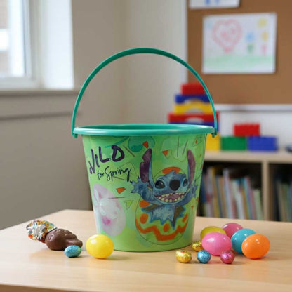 Disney Lilo & Stitch Jumbo Easter Pail 7" Green Bucket Ruz Recycled Plastic