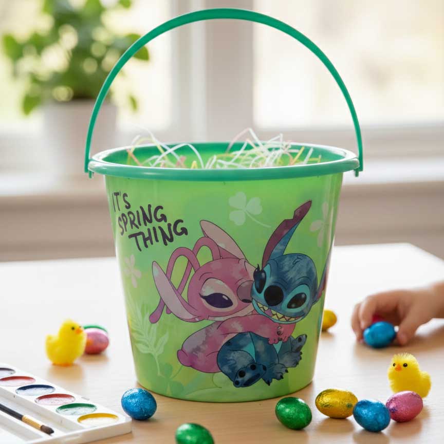Disney Lilo & Stitch Jumbo Easter Pail 7" Green Bucket Ruz Recycled Plastic