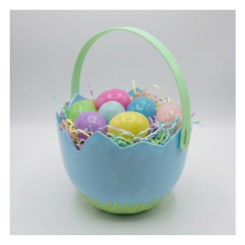 Cottondale Blue Cracked Egg Easter Basket Plastic 8.6 Inch