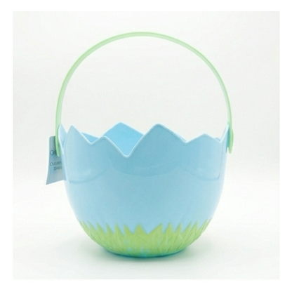 Cottondale Blue Cracked Egg Easter Basket Plastic 8.6 Inch