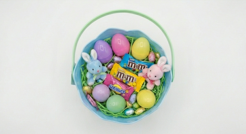 Cottondale Blue Cracked Egg Easter Basket Plastic 8.6 Inch
