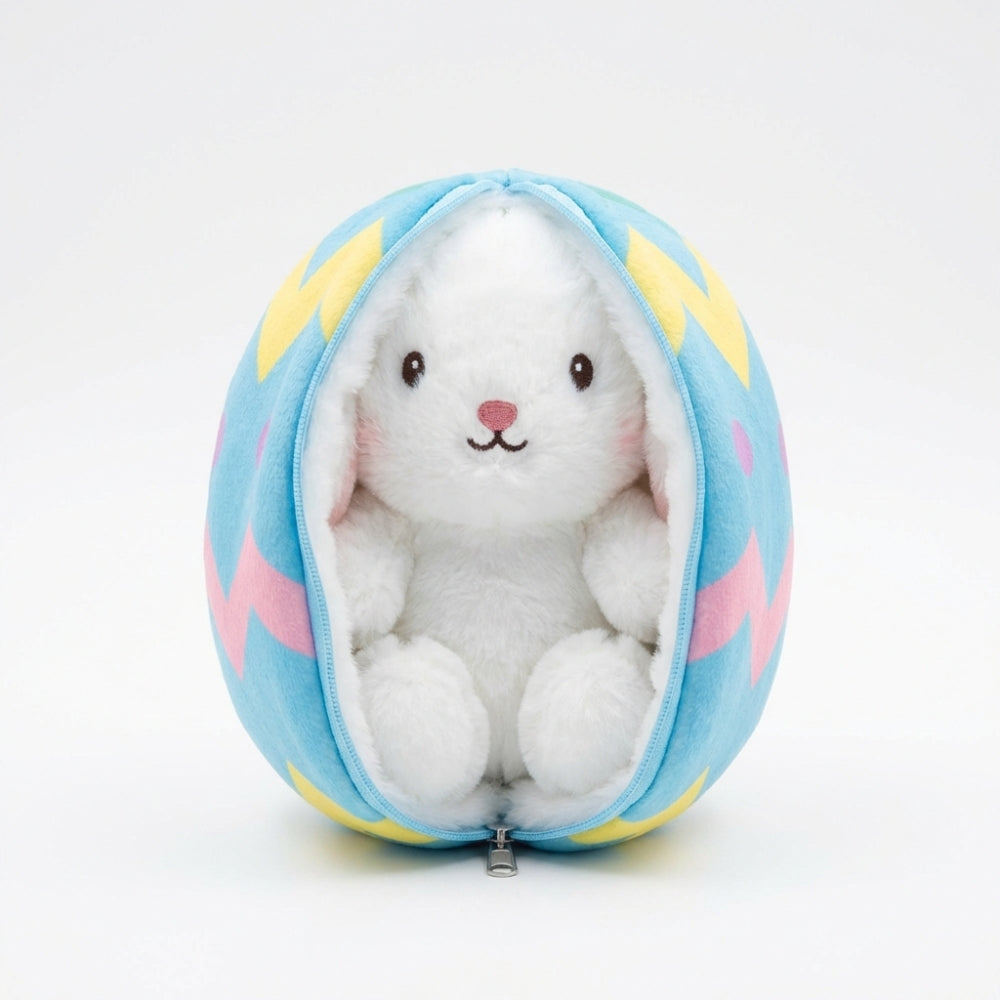Cottondale 7.09" Reversible Bunny Plush Easter Egg Zipper Rabbit Stuffed Animal