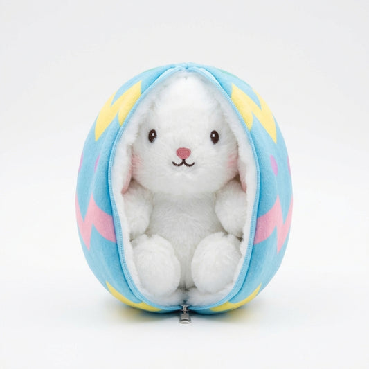 Cottondale 7.09" Reversible Bunny Plush Easter Egg Zipper Rabbit Stuffed Animal