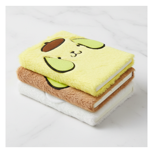 Sanrio Pompompurin Fuzzy Plush Diary Journal With Lock And Key Yellow Notebook