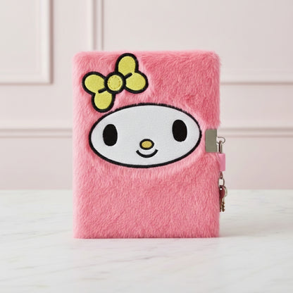 Sanrio My Melody Pink Fuzzy Plush Diary Journal Secret Lock & Key New Sealed