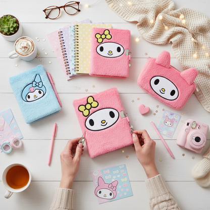 Sanrio My Melody Pink Fuzzy Plush Diary Journal Secret Lock & Key New Sealed