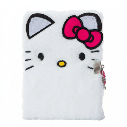 Hello Kitty Plush Lock Diary Sanrio Fuzzy Journal Secret Notebook With Keys