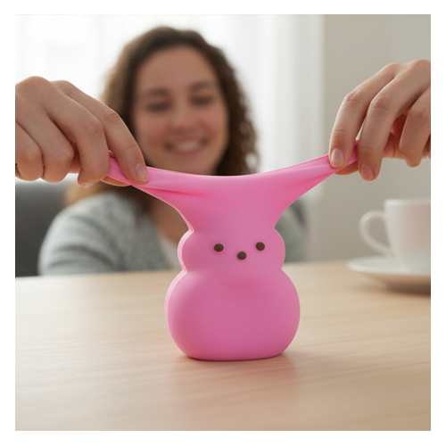 Peeps Bunny Squishy Toy Pink Squeeze Stress Relief Fidget Toy Easter Gift