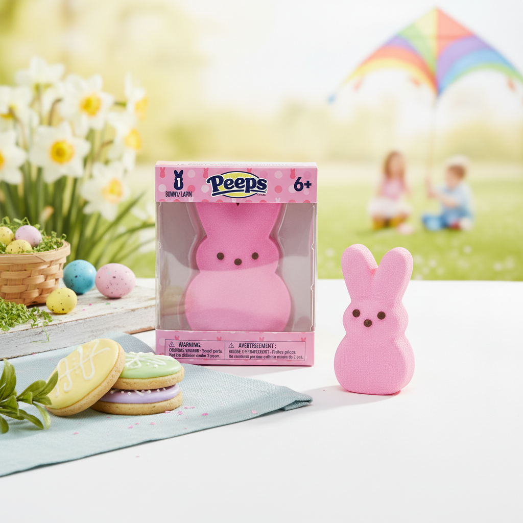 Peeps Bunny Squishy Toy Pink Squeeze Stress Relief Fidget Toy Easter Gift