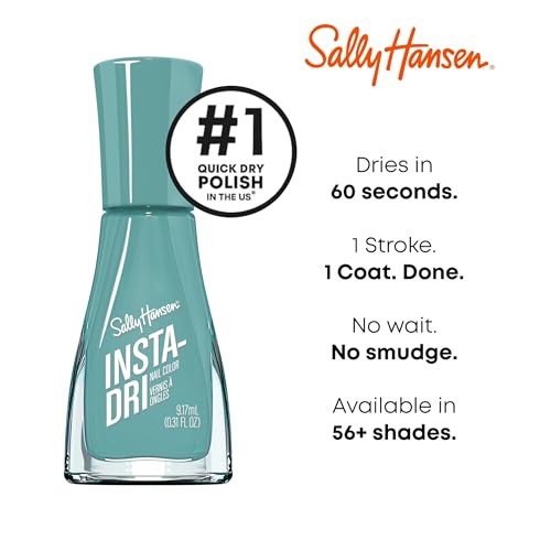 Sally Hansen Insta-Dri Nail Polish | Quick Dry, Long Lasting, Streak-Free Shine | Opaque, Shiny | 509 Mint Me in St. Louis | Soft Aqua Blue Nail Color.