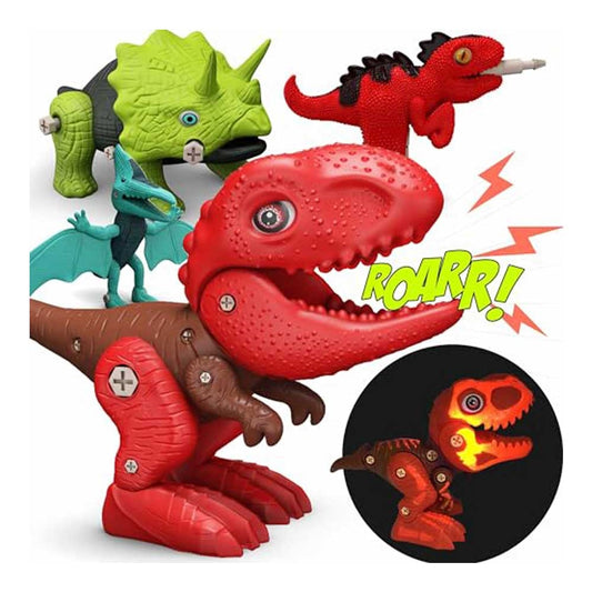 Build your own Dinosaur - Glows in the Dark and Roars - Movable Pieces - Fun and Educational STEM Screw Together  Build Toys - Ages 3+