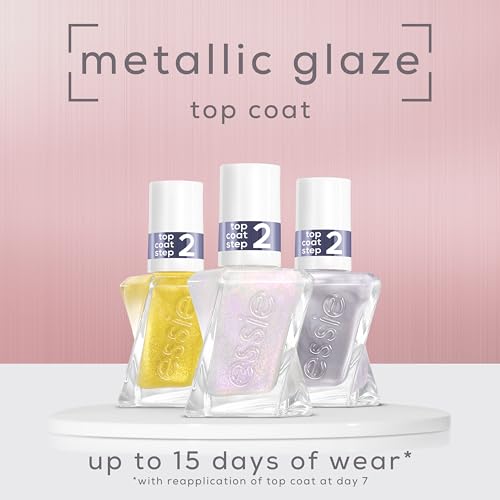 essie Gel Couture Gel-like Nail Polish, Vegan, Metallic Glaze Top Coat Nail Polish, Glazed Chrome, 0.46 fl oz