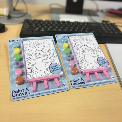 Cottondale Easter Paint Your Own Canvas Kit 2 Pack Kids Arts Crafts Bunny Gift