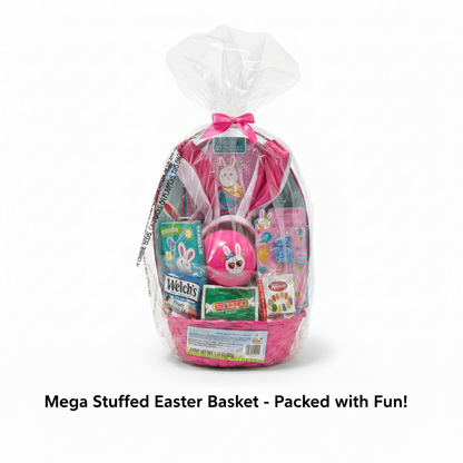 Megatoys Bunny Ear Easter Basket Gift Set With Candy Stickers And Chalk Pink