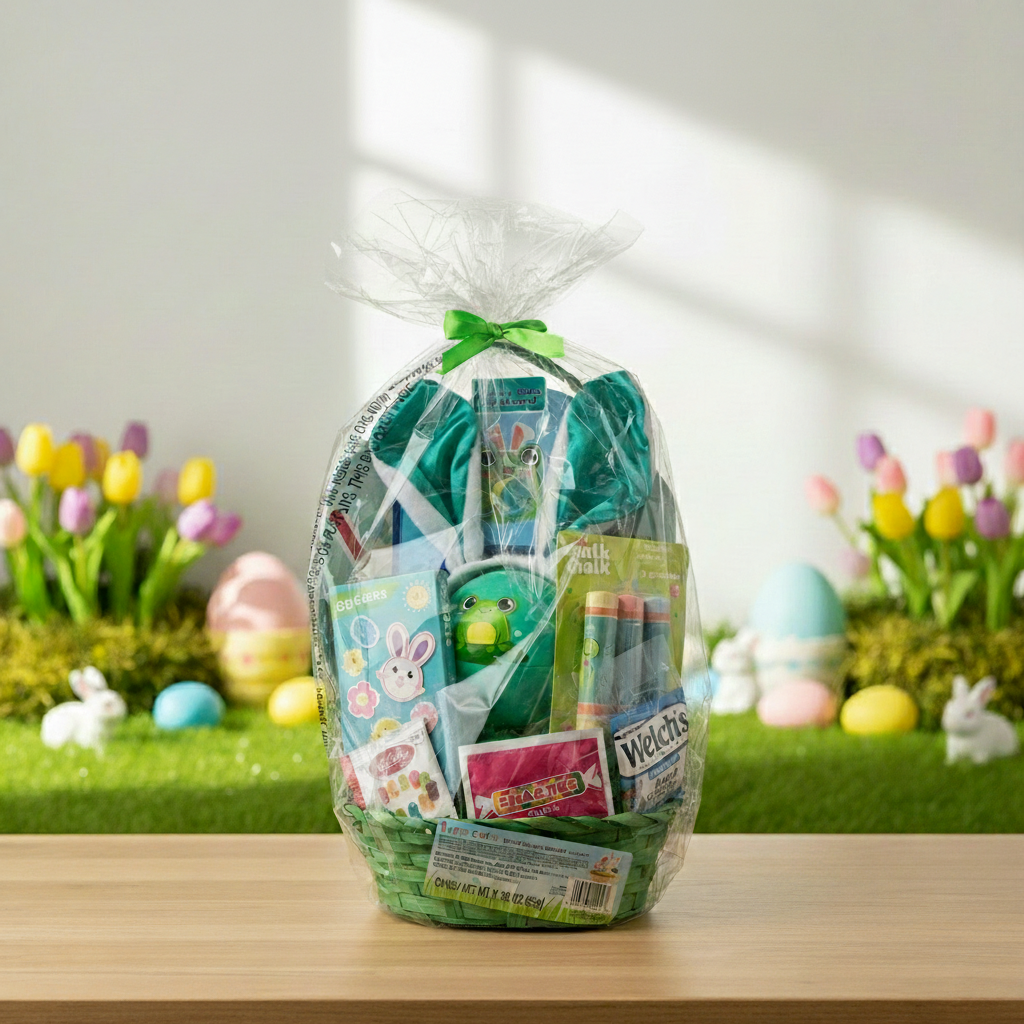 Megatoys Easter Basket Green Egg Shaped Rabbit Ears Candy Gift Set Kids Holiday