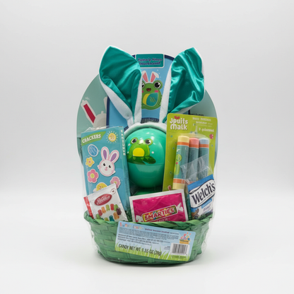 Megatoys Easter Basket Green Egg Shaped Rabbit Ears Candy Gift Set Kids Holiday