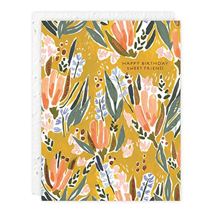 Legacy Publishing Group Made in The USA - Seedlings Birthday Card with Seed Paper Envelope, 4.25 x 5.5-Inch, Sweet Friend Floral
