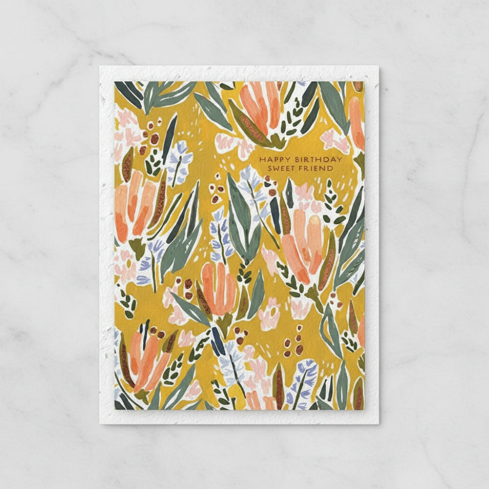 Legacy Publishing Group Made in The USA - Seedlings Birthday Card with Seed Paper Envelope, 4.25 x 5.5-Inch, Sweet Friend Floral