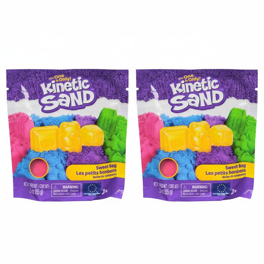 Kinetic Sand Sweet Bag - with 85 g Original Magic Sand in One of Four Colours (Selection Random) and 1 Candy Mould for Creative Indoor Sand and Role Play, for Children from 3 Years - 2 Pack