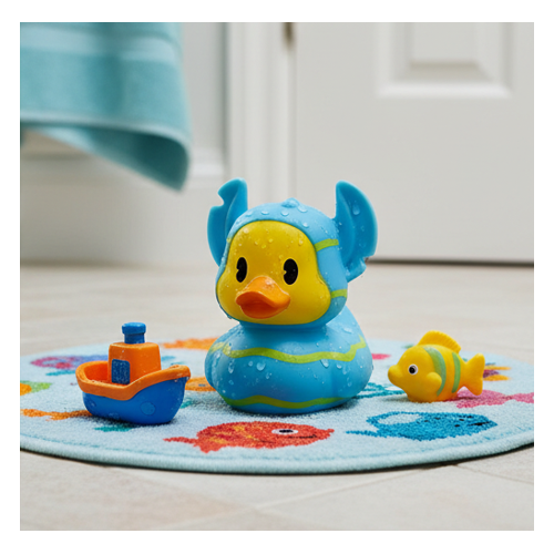 Disney Just Play Blue Easter Stitch Rubber Duck Bath Toy 3" Kids Collectible